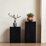 Modern Square Solid Wood Black Brown Floor Plant Stand Image - 21