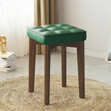 Modern Square Wood Office Stool Beige Upholstered Seat Image - 12