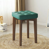 Modern Square Wood Office Stool Beige Upholstered Seat Image - 2