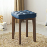 Modern Square Wood Office Stool Beige Upholstered Seat Image - 5