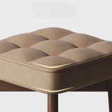 Modern Square Wood Office Stool Beige Upholstered Seat Image - 7