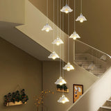 Modern Stairwell Clear Glass Flower Cluster Pendant Lights Image - 1