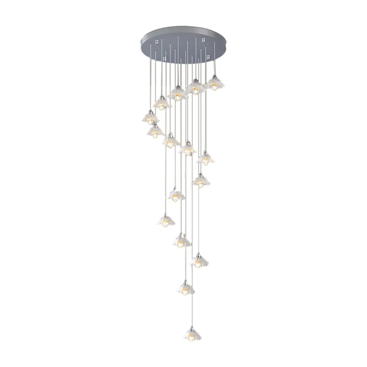 Modern Stairwell Clear Glass Flower Cluster Pendant Lights Image - 10