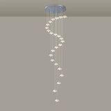 Modern Stairwell Clear Glass Flower Cluster Pendant Lights Image - 11