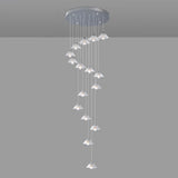 Modern Stairwell Clear Glass Flower Cluster Pendant Lights Image - 14