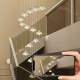 Modern Stairwell Clear Glass Flower Cluster Pendant Lights Image - 17