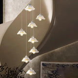 Modern Stairwell Clear Glass Flower Cluster Pendant Lights Image - 18