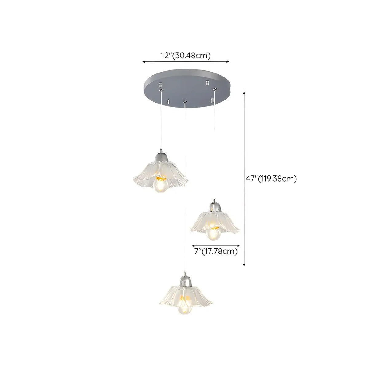 Modern Stairwell Clear Glass Flower Cluster Pendant Lights 