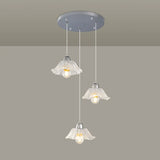 Modern Stairwell Clear Glass Flower Cluster Pendant Lights Image - 2