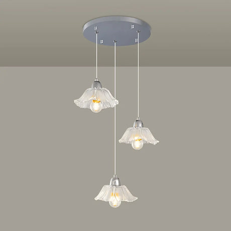 Modern Stairwell Clear Glass Flower Cluster Pendant Lights Image - 2