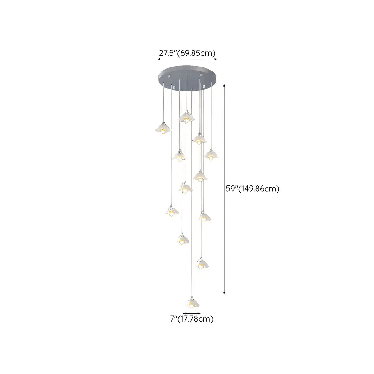 Modern Stairwell Clear Glass Flower Cluster Pendant Lights Image - 22