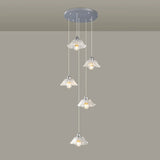 Modern Stairwell Clear Glass Flower Cluster Pendant Lights Image - 4