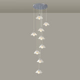 Modern Stairwell Clear Glass Flower Cluster Pendant Lights Image - 5