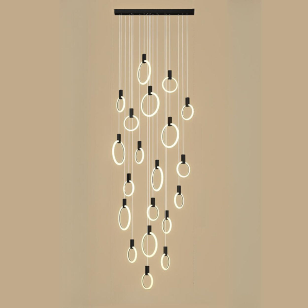 Modern Stairwell Gold Acrylic Ring LED Pendant Light Image - 11