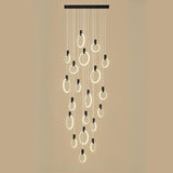 Modern Stairwell Gold Acrylic Ring LED Pendant Light Image - 11