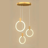 Modern Stairwell Gold Acrylic Ring LED Pendant Light Image - 12