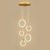 Modern Stairwell Gold Acrylic Ring LED Pendant Light Image - 13