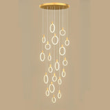 Modern Stairwell Gold Acrylic Ring LED Pendant Light Image - 17