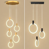 Modern Stairwell Gold Acrylic Ring LED Pendant Light Image - 19