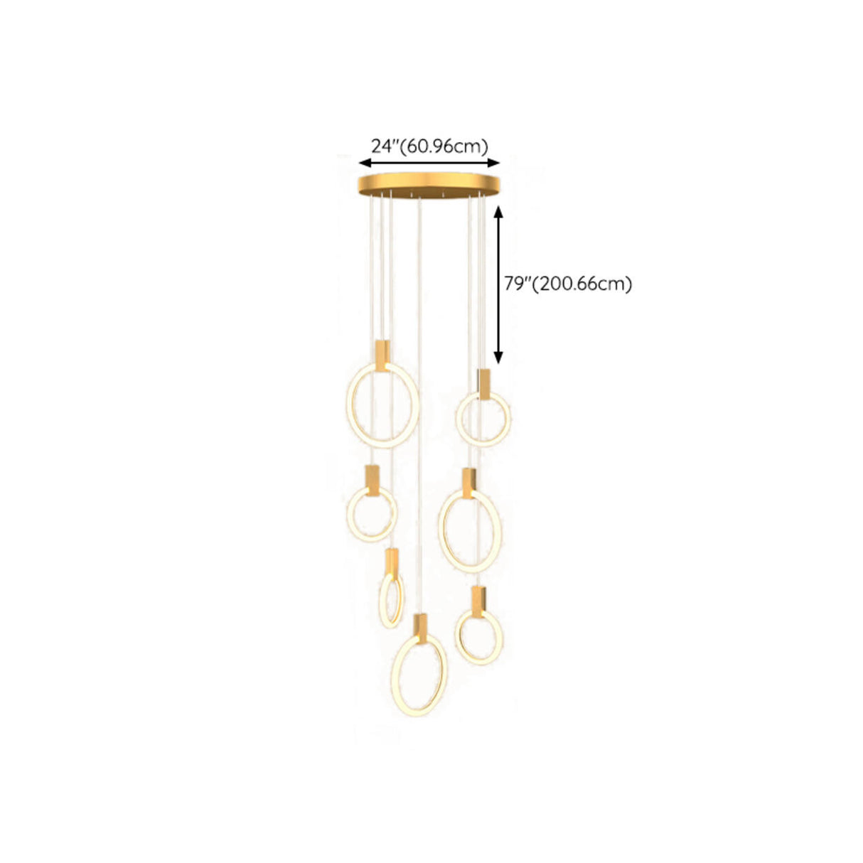 Modern Stairwell Gold Acrylic Ring LED Pendant Light Image - 27