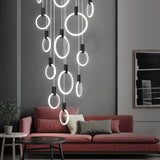 Modern Stairwell Gold Acrylic Ring LED Pendant Light Image - 3