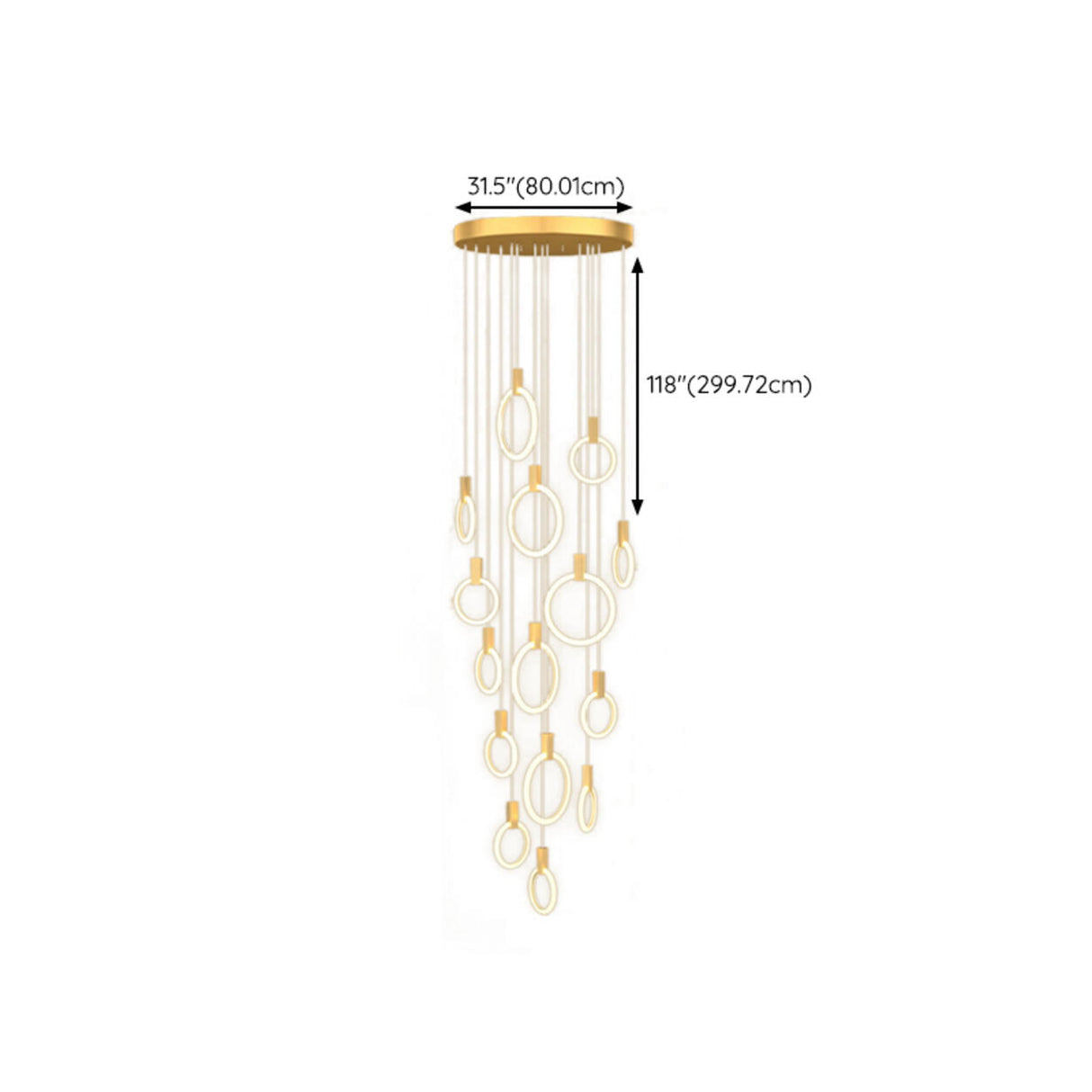 Modern Stairwell Gold Acrylic Ring LED Pendant Light Image - 31