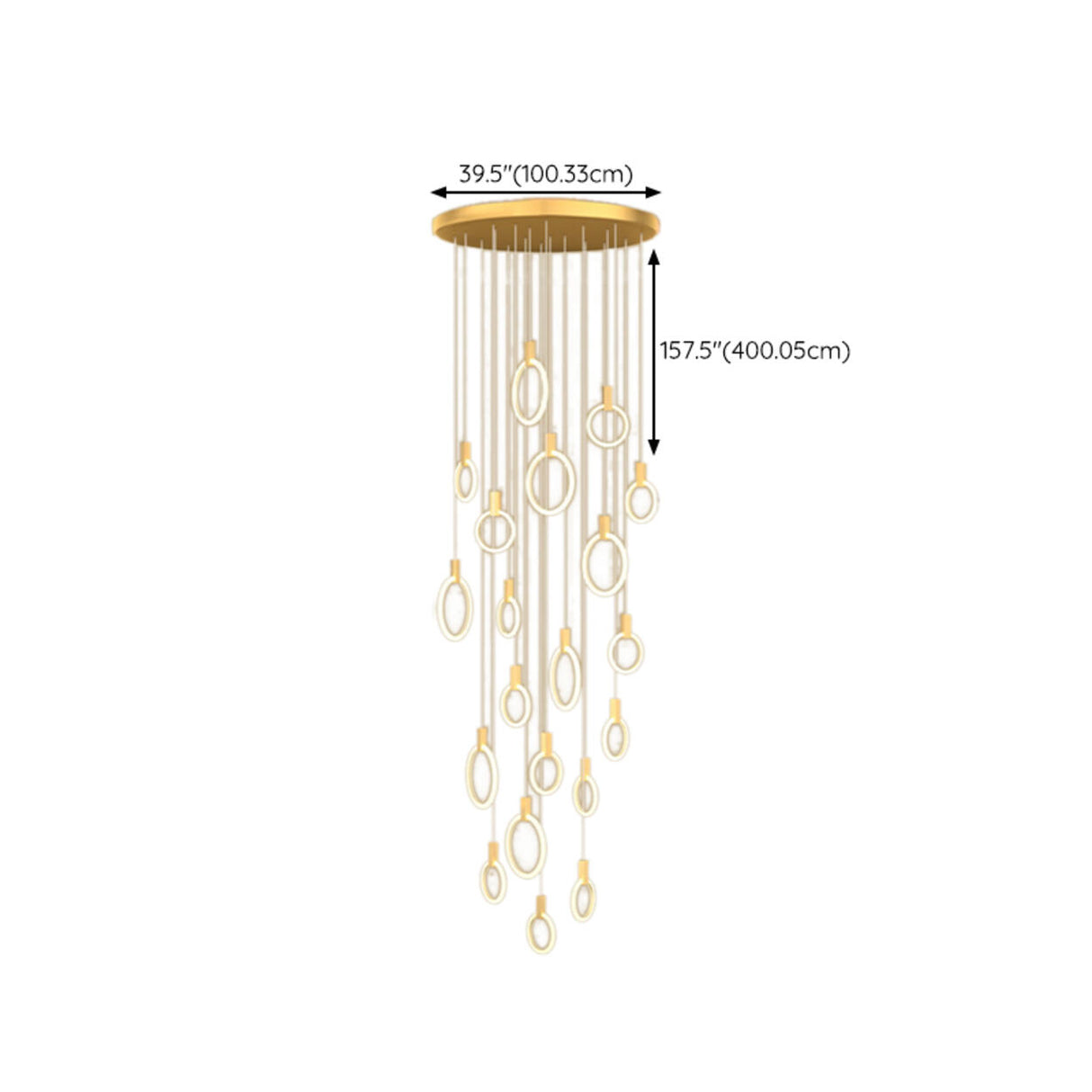 Modern Stairwell Gold Acrylic Ring LED Pendant Light Image - 33