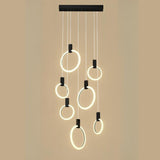 Modern Stairwell Gold Acrylic Ring LED Pendant Light Image - 8