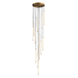 Modern Stairwell Linear LED Gold Strip Pendant Light Image - 6