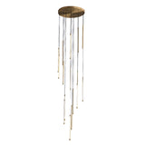 Modern Stairwell Linear LED Gold Strip Pendant Light Image - 7