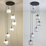 Modern Stairwell Rectangle Crystal Spiral Pendant Light Image - 12