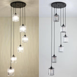 Modern Stairwell Rectangle Crystal Spiral Pendant Light Image - 14