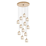 Modern Stairwell Rectangle Crystal Spiral Pendant Light Image - 15