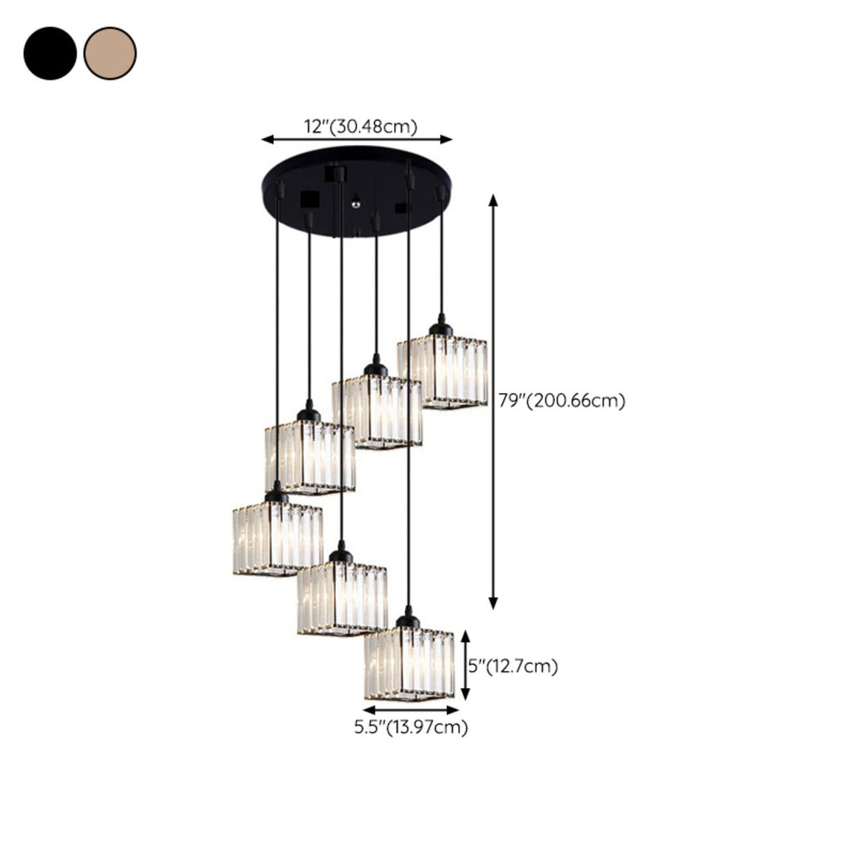 Modern Stairwell Rectangle Crystal Spiral Pendant Light Image - 28