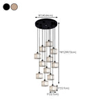 Modern Stairwell Rectangle Crystal Spiral Pendant Light Image - 32