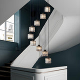 Modern Stairwell Spiral Clear Crystal Cylinder Pendant Light Image - 8