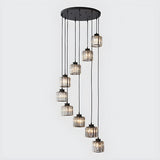 Modern Stairwell Spiral Clear Crystal Cylinder Pendant Light Image - 9