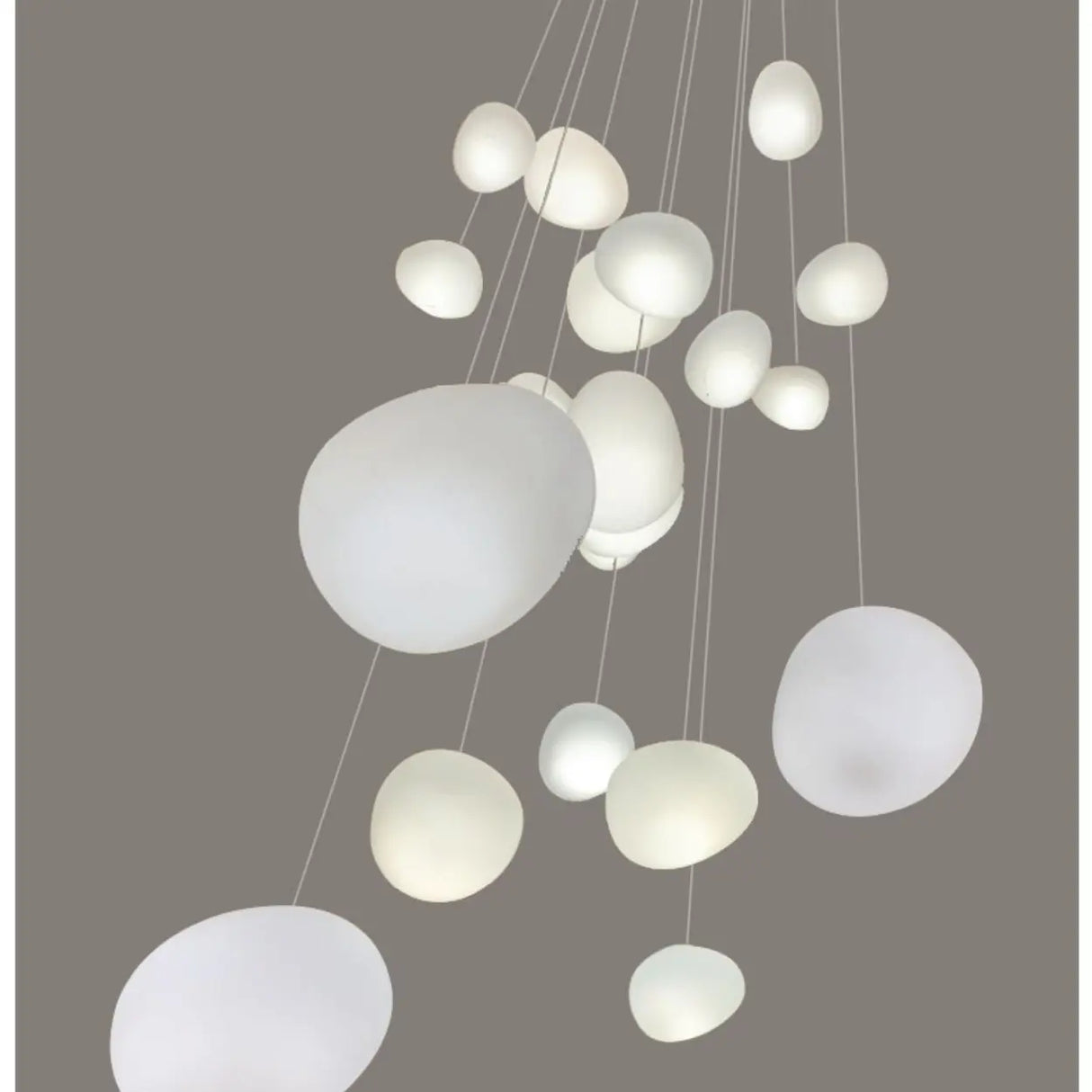 Modern Stairwell White Globe Cluster Pendant Light Image - 12