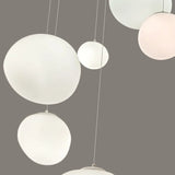 Modern Stairwell White Globe Cluster Pendant Light Image - 15