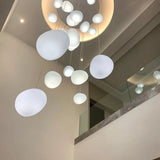 Modern Stairwell White Globe Cluster Pendant Light Image - 6