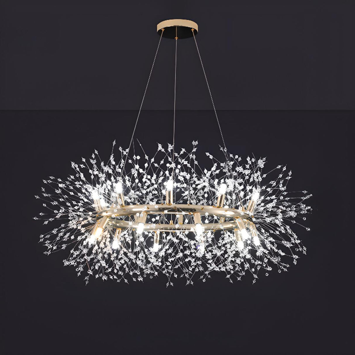 Modern Starburst Crystal Round Chandelier Flexible Length Image - 3