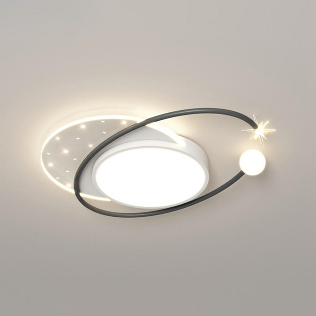 Modern Starburst Grey Flush Mount Light Living Room Image - 18