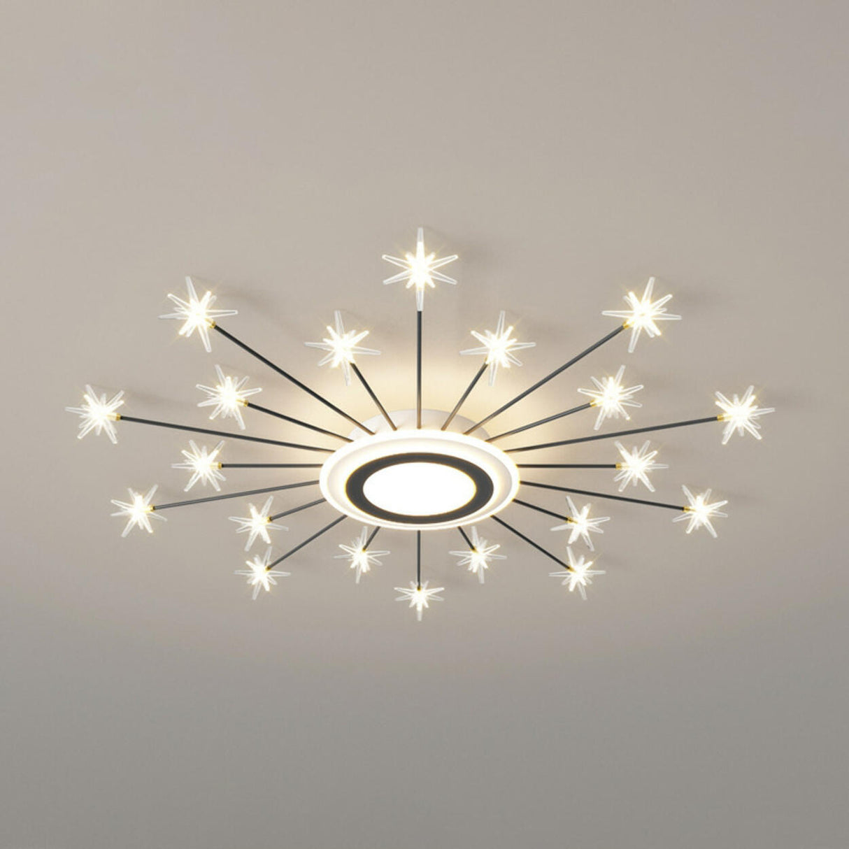 Modern Starburst Grey Flush Mount Light Living Room Image - 19