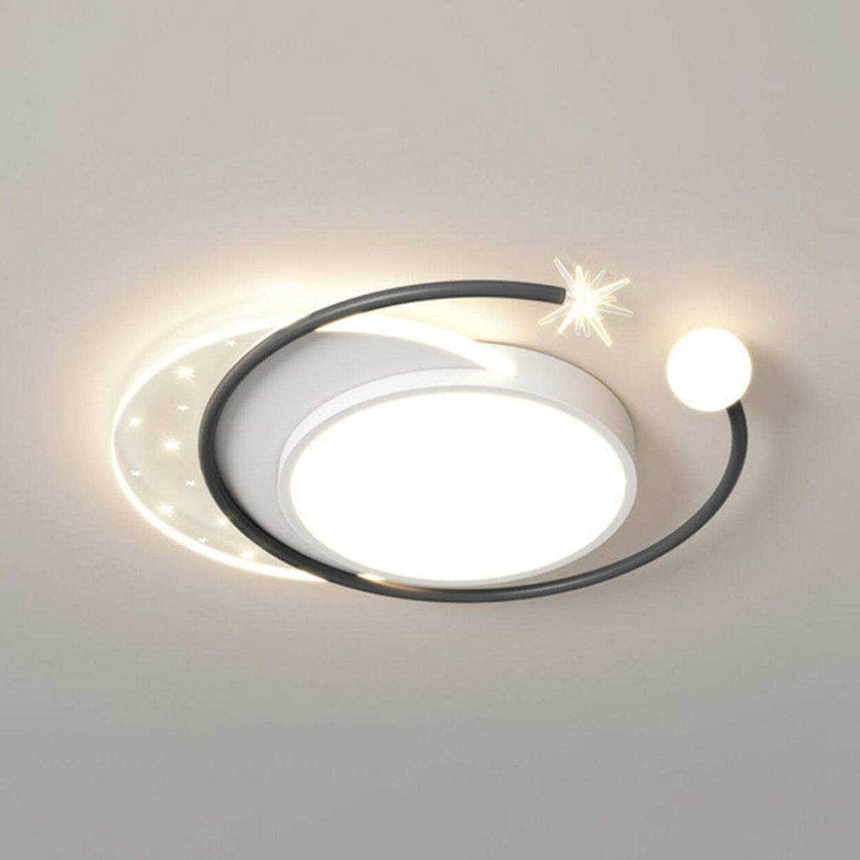 Modern Starburst Grey Flush Mount Light Living Room Image - 2