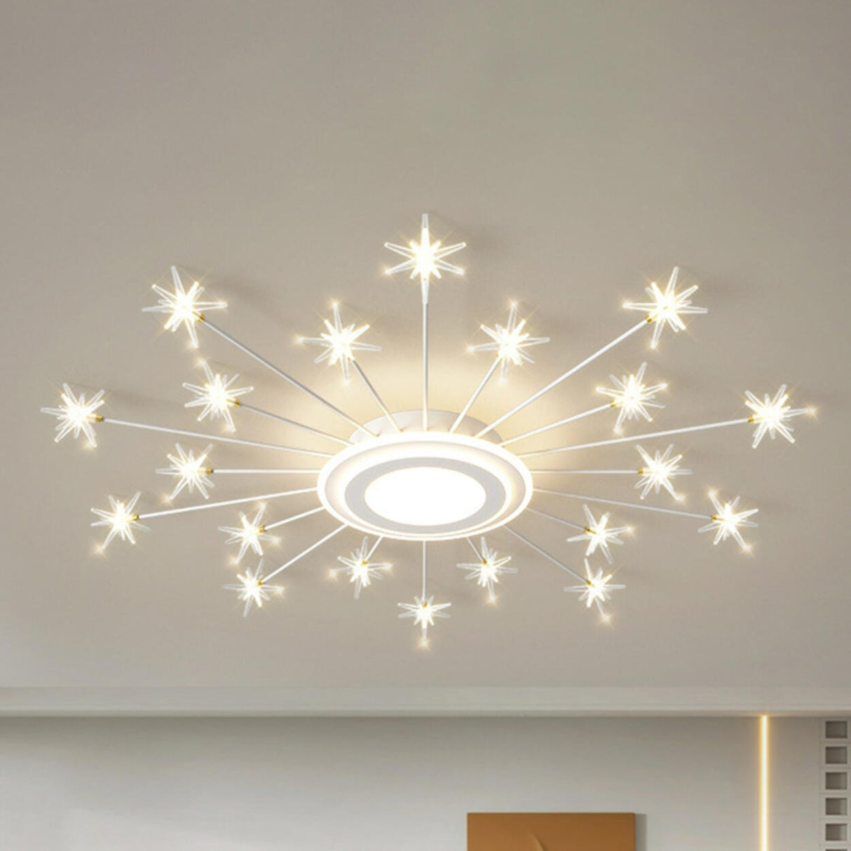 Modern Starburst Grey Flush Mount Light Living Room Image - 23