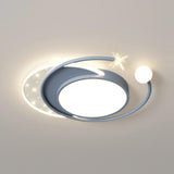 Modern Starburst Grey Flush Mount Light Living Room Image - 3