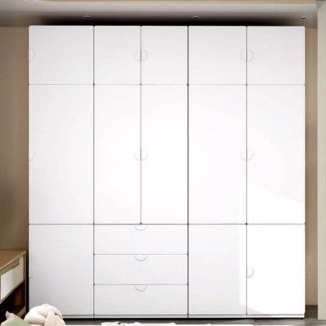 Modern Steel White Clothing Rod Wardrobe with Shelves Image - 1