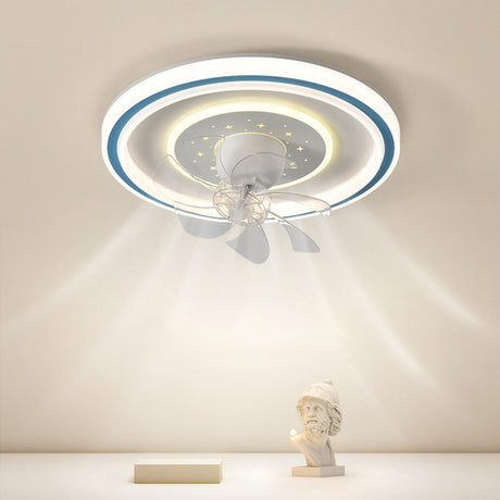 Modern Stepless Dimming Round Ceiling Fan with Light Image - 1