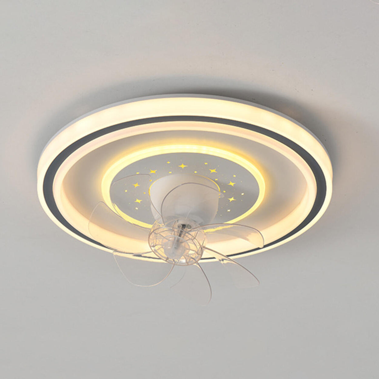 Modern Stepless Dimming Round Ceiling Fan with Light Image - 12