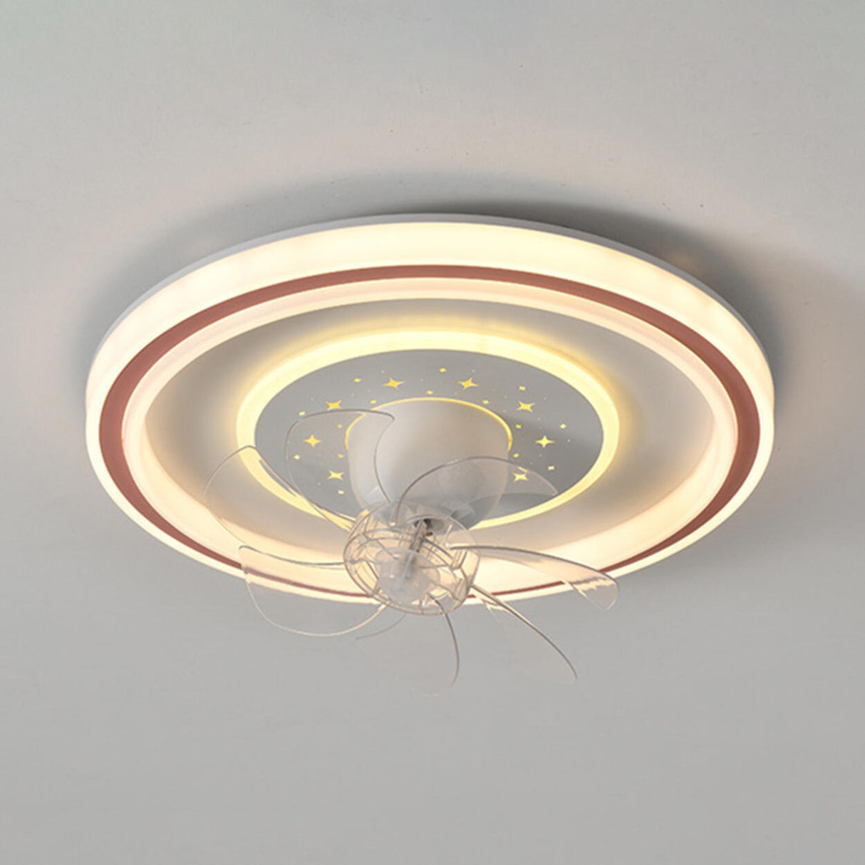 Modern Stepless Dimming Round Ceiling Fan with Light Image - 14